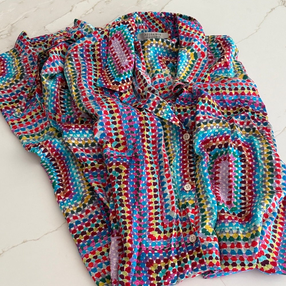 All Saints “crochet” silky dress